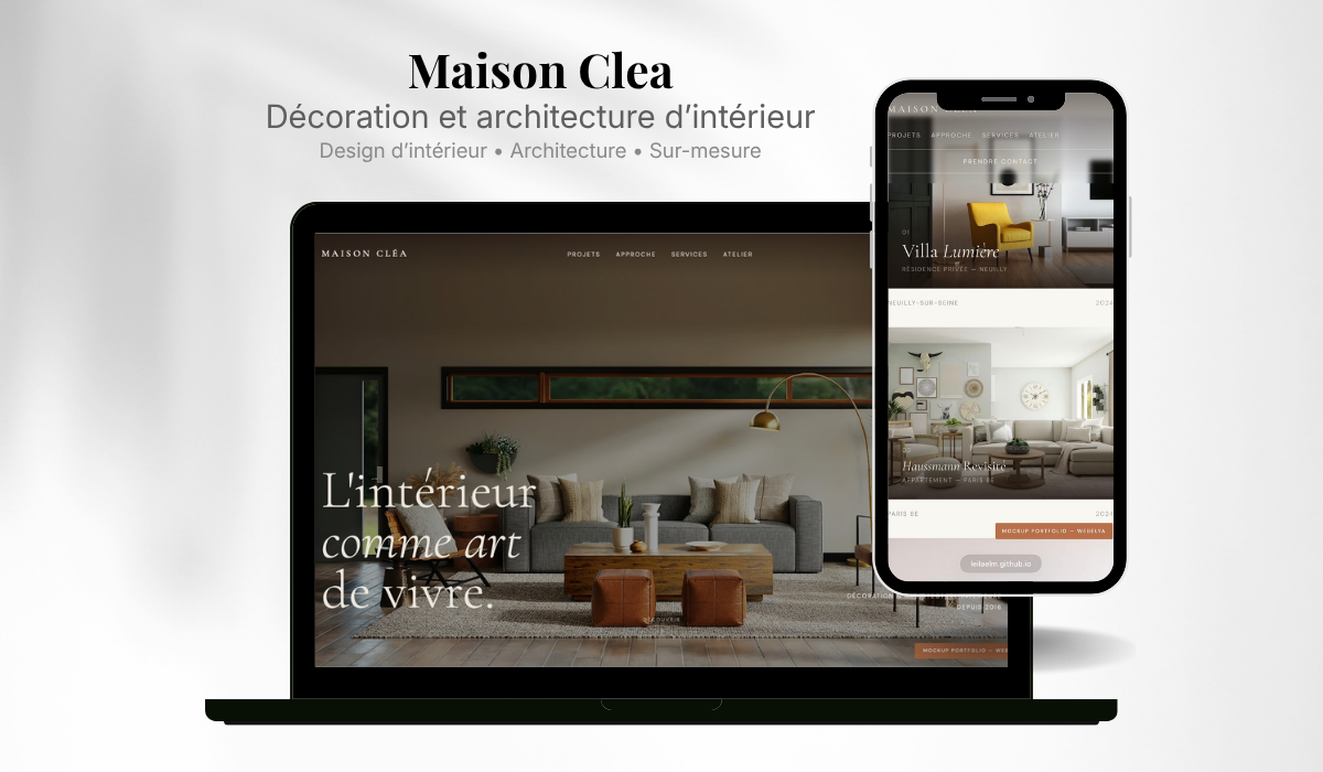 Capture d'écran du site Maison Cléa